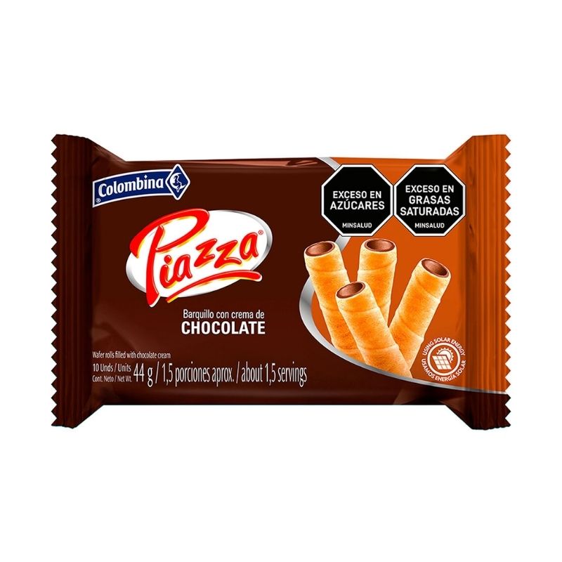 BARQUILLO PIAZZA BANDEJA CHOCOLATE X 10 UNIDADES