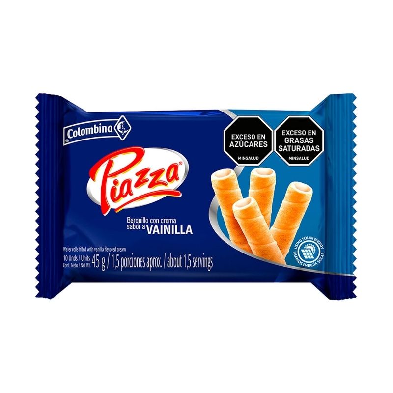 BARQUILLO PIAZZA BANDEJA VAINILLA X 10 UNIDADES