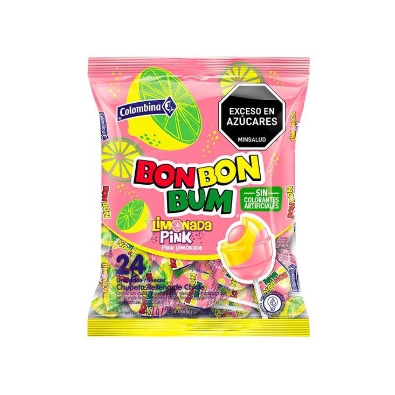BON BON BUM X 24 LIMONADA PINK COLOMBINA