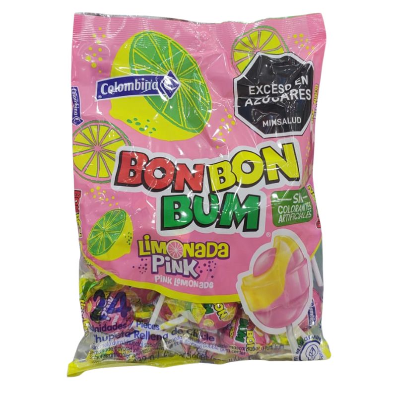 BON BON BUM X 24 LIMONADA PINK COLOMBINA