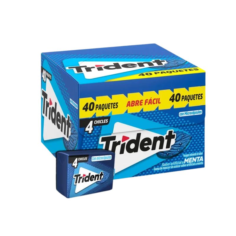 CHICLE TRIDENT CUBO X 40 MENTA