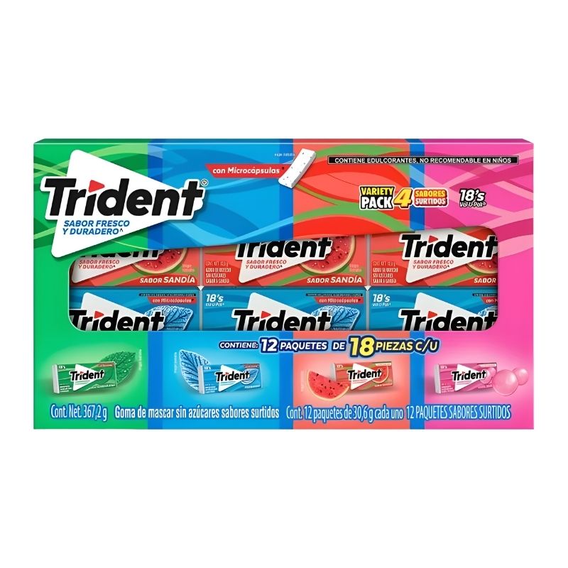CHICLE TRIDENT X 18 SURTIDO