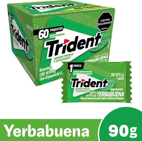 CHICLE TRIDENT X 60 YERBABUENA