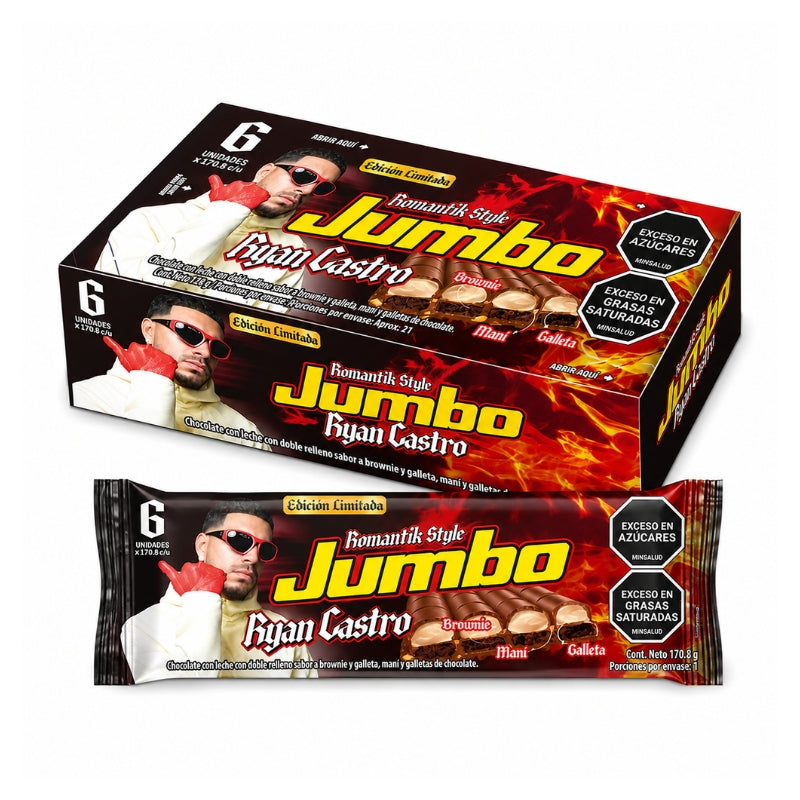 CHOCOLATINA JUMBO RYAN 170 GR X 6 U NEGRA