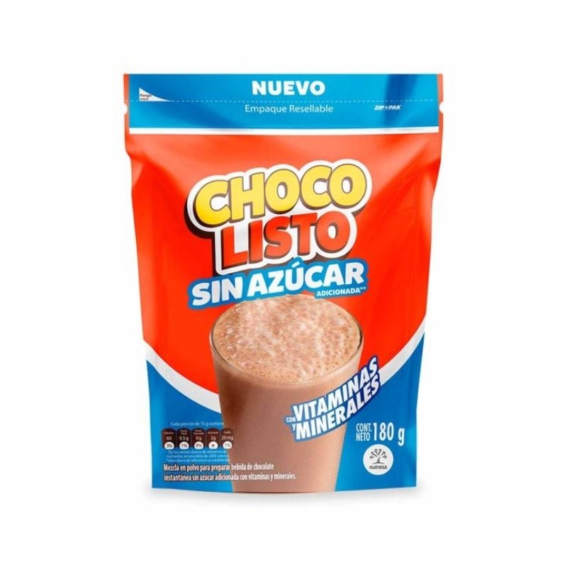 CHOCOLISTO DOY PACK SIN AZUCAR 180 GR