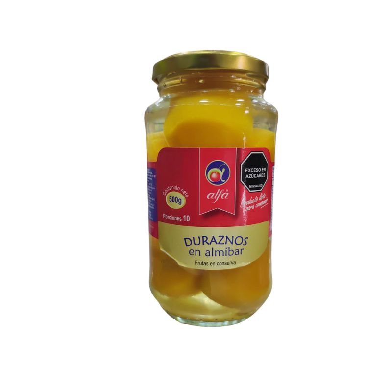 DURAZNO PEPA EN ALMIBAR 500 GR FRASCO ALFA