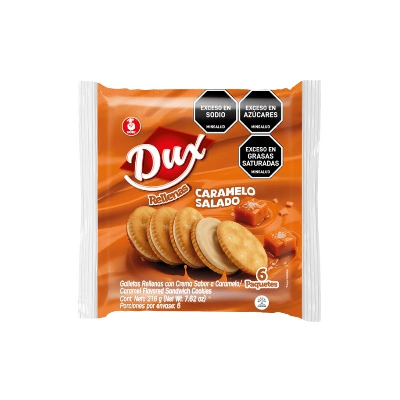 GALLETA DUX RELLENA CARAMELO SALADO X 6