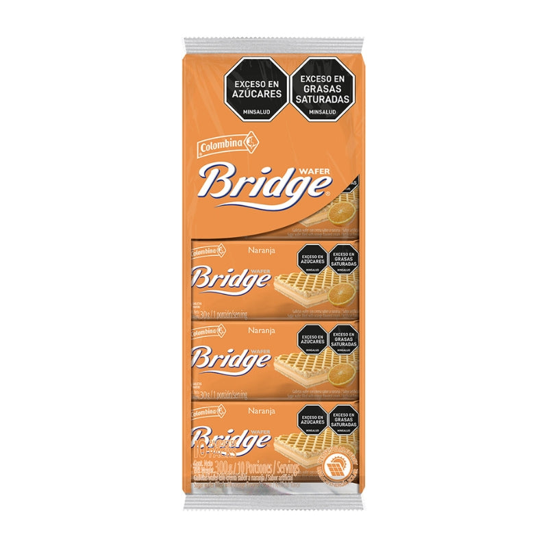 GALLETA WAFERS BRIDGE X 10 NARANJA