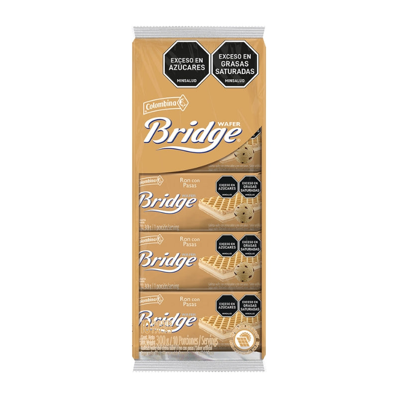 GALLETA WAFERS BRIDGE X 10 RON CON PASAS
