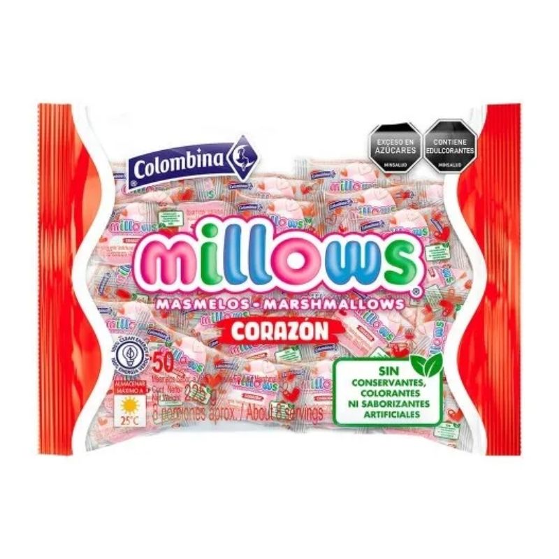 MASMELOS MILLOWS CORAZON X 50
