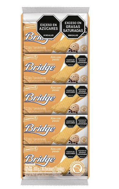 GALLETA WAFERS BRIDGE X 10 RON CON PASAS