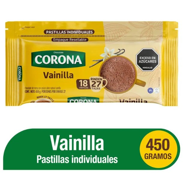 CHOCOLATE CORONA VAINILLA 450 GR