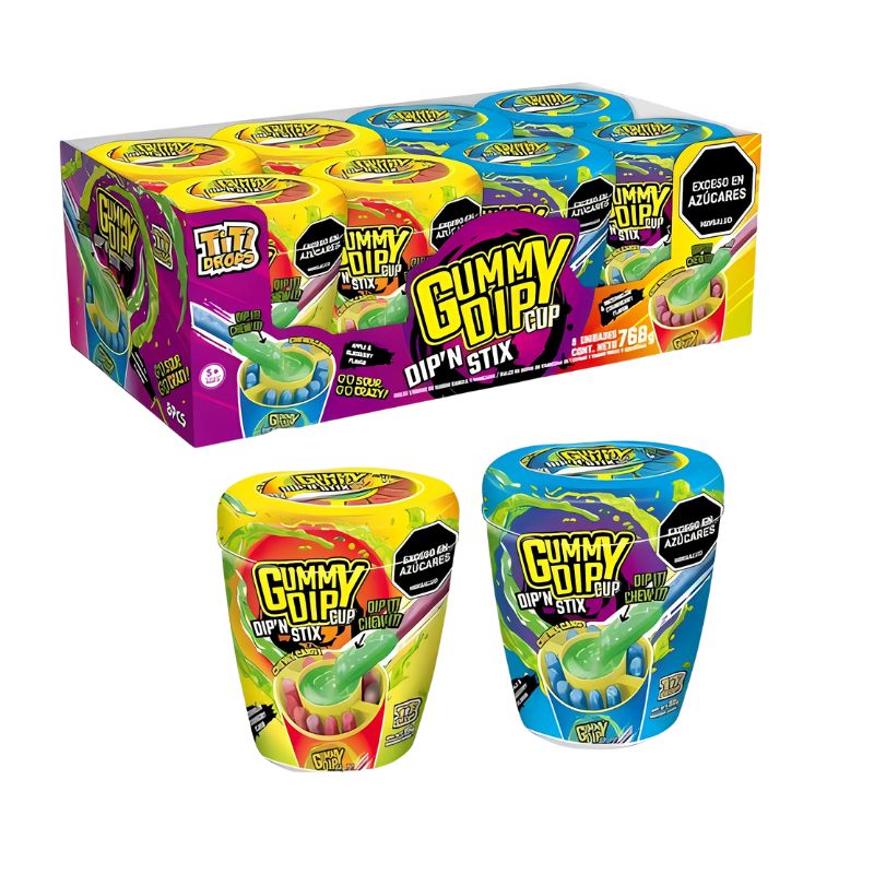 GUMMY DIP 96 GR X 8 U CANDY TOY
