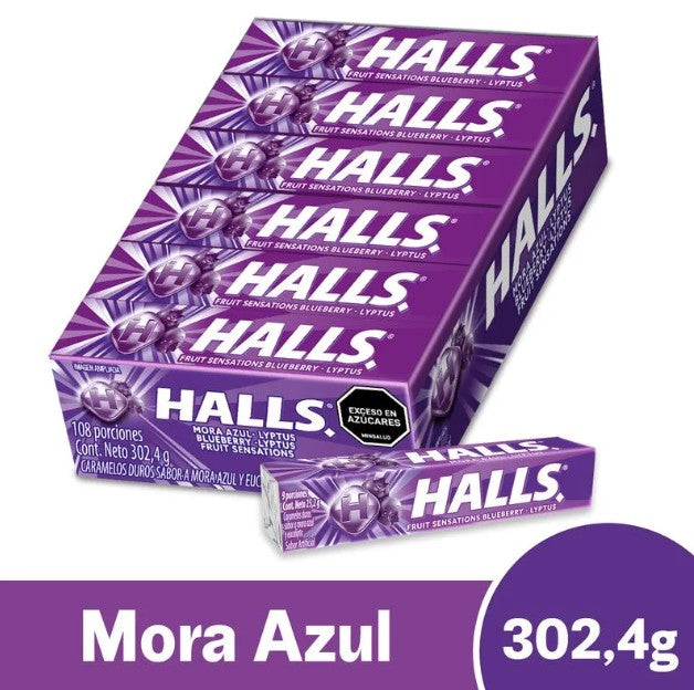 HALLS BARRA X 12 MORA AZUL