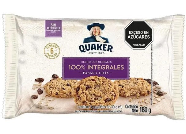 GALLETA QUAKER AVENA PASAS X 6