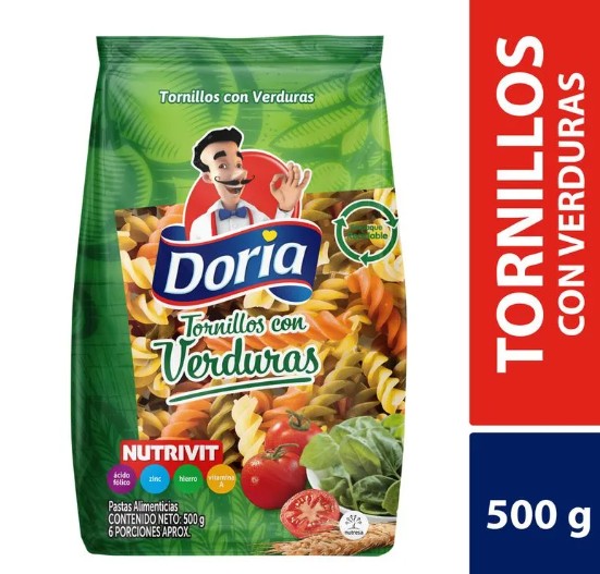 PASTA DORIA TORNILLO VERDURAS 250 GR