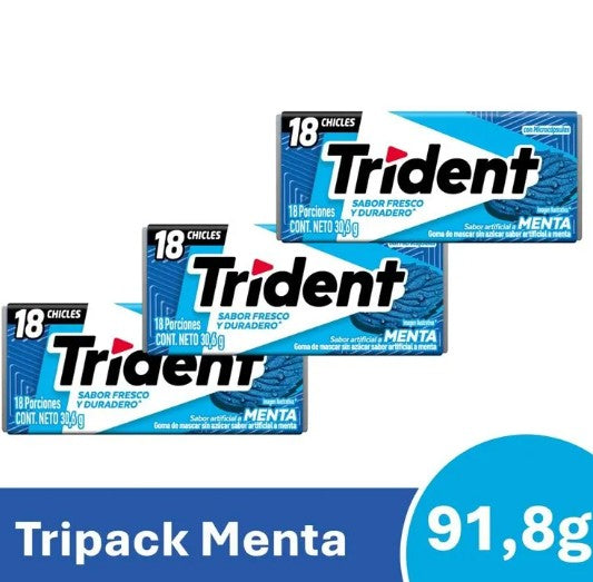 CHICLE TRIDENT X 18 MENTA