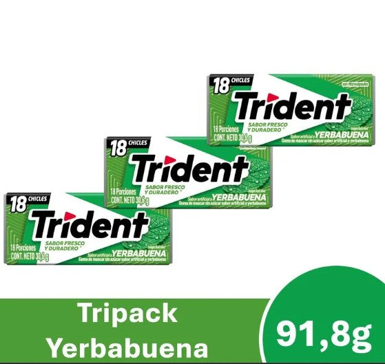 CHICLE TRIDENT X 18 YERBABUENA
