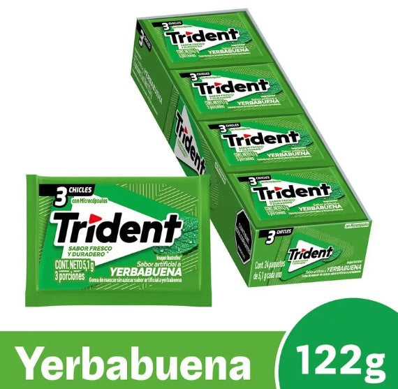 CHICLE TRIDENT 24 X 3 YERBABUENA
